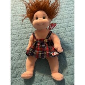 Ty Beanie Kids Ginger Plush Doll Red Hair Plaid Dress 1992 Birth Date Vintage
